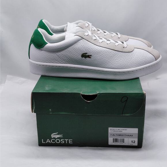 Lacoste Mens Sneakers Size 12 White Leather Suede Low Top Preppy Streetwear Y2K - Picture 2 of 11